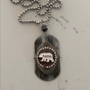 Mama Bear embellished dog tag style necklace (one of a kind!)